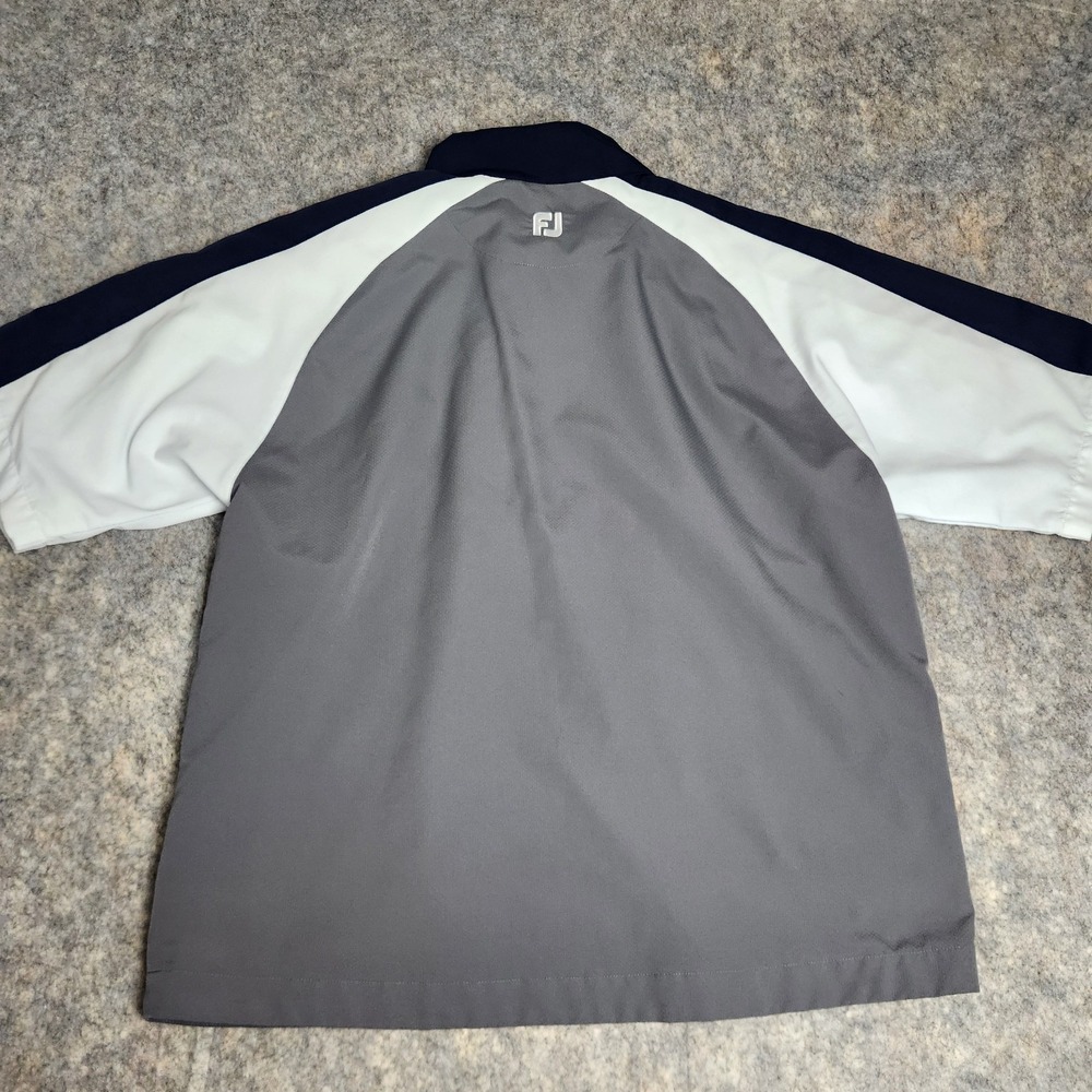 FootJoy FJ Windbreaker Men XL Gray Blue Colorblock Short Sleeve Golf Preppy Logo - Picture 2 of 9